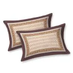 Jaipuri Chocolate Gold Floral Motif Printed Double Bedsheet