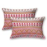 Jaipuri Pink Base Floral Jaal Print King Size Bedsheet with Two Pillow Cover