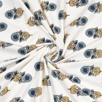 Jaipuri White Base Floral Motif Jaal Print King Size Bedsheet with Two Pillow Cover