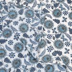 Light Blue Base Floral Print Reversible Single Bed Dohar