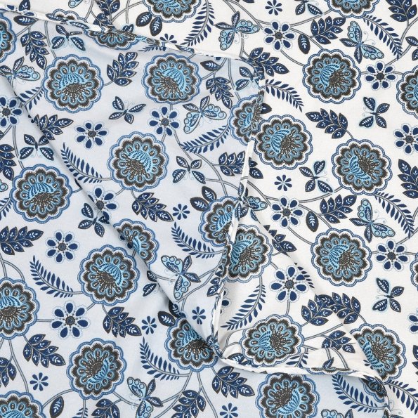 Light Blue Base Floral Print Reversible Double Bed Dohar Backside