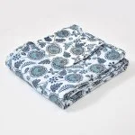 Light Blue Base Floral Print Reversible Double Bed Dohars