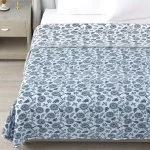 Light Blue Base Floral Print Reversible Double Bed Dohars