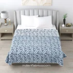 Light Blue Base Floral Print Reversible Double Bed Dohars