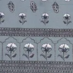 Light Blue White Floral Print Pure Cotton King Size Bedsheet (108×108)