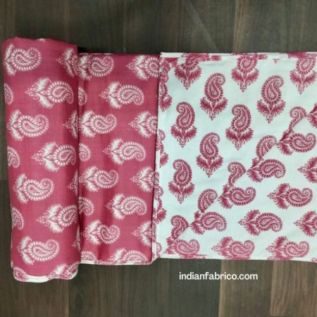 Pink Base Motif Print Pure Cotton Reversible Single Bed Dohar