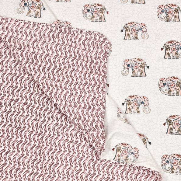 Pink Elephant Leaf Jaal Print Single Bed Reversible Dohar Top