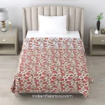 Pink Flower Bunch Pure Cotton Reversible Single Bed Dohar