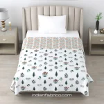 Teal Handblock Boota Jaal Print Single Bed Reversible Dohar