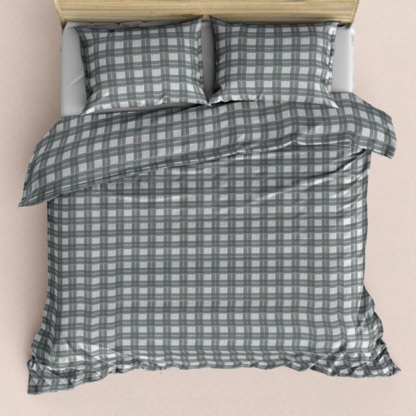 Two in One Reversible Linear Checks Kingsize Bedsheet Front