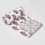 White Base Pink Seashell Pure Cotton Reversible DoubleBed Dohar