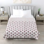 White Base Pink Seashell Pure Cotton Reversible DoubleBed Dohar