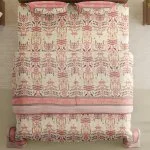 Artistic Modern Pink Double Bedsheet + Dohar Set with Two Pillow Covers