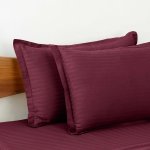Dark Maroon Satin Pure Cotton King Size Bedsheet with 2 Pillow Covers