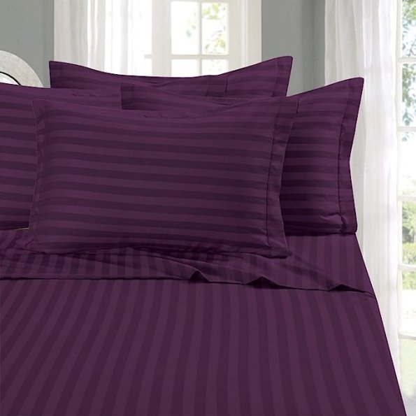 Dark Violet Satin Pure Cotton King Size Bedsheet with 2 Pillow Cover