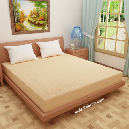 Elastic Fitted Mattress Protector - Mustard Terry Cotton Waterproof and Elastic Fitted Mattress Protector