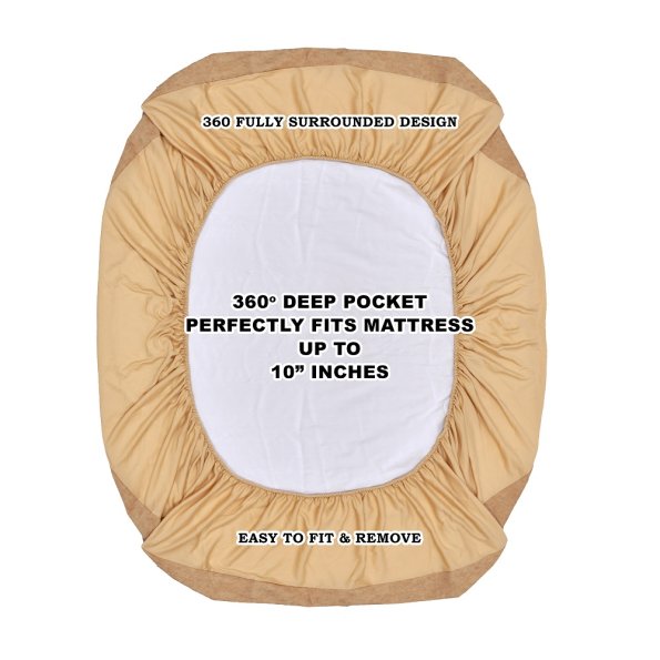 Elastic Fitted Mattress Protector – Mustard Terry Cotton Waterproof and Elastic Fitted Mattress Protector Backside