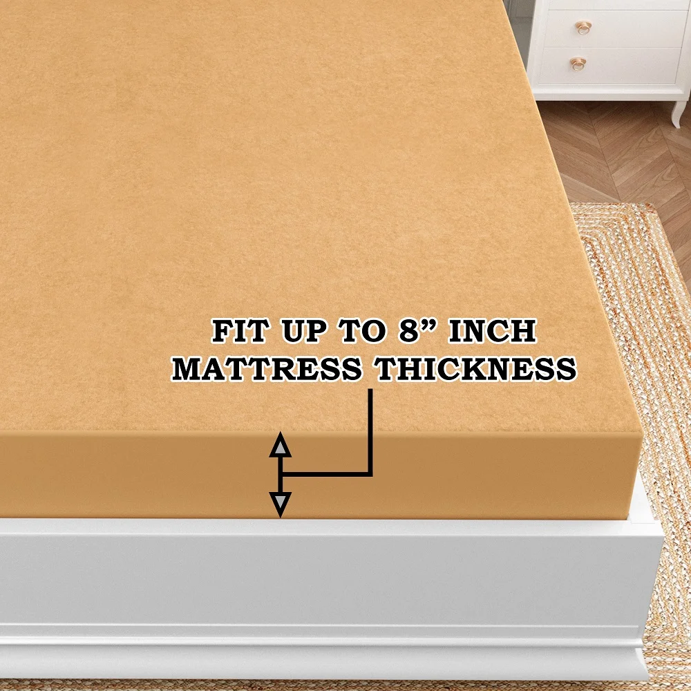 Elastic Fitted Mattress Protector - Mustard Terry Cotton Waterproof and Elastic Fitted Mattress Protector edges Elastic Fitted Mattress Protector - Mustard Terry Cotton Waterproof and Elastic Fitted Mattress Protector edges