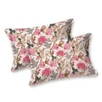 White Base Retro Pink Floral Print King Size Bedsheet