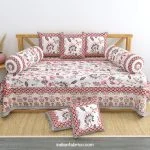 Beautiful Jaipuri Pink Gold Floral Print Pure Cotton Diwan Set