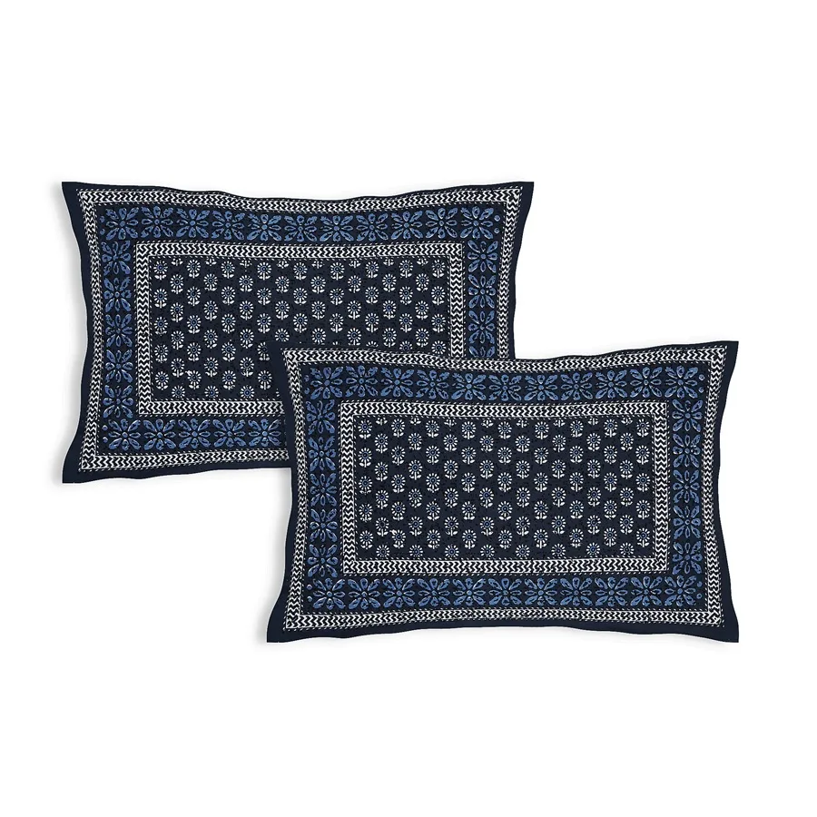 Beautiful Navy Blue Diwan Size Bedsheet Pillow Covers