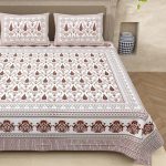 Luxury Chocolate Brown Boota Jaal Pure Cotton King Size Bedsheets (108×108)