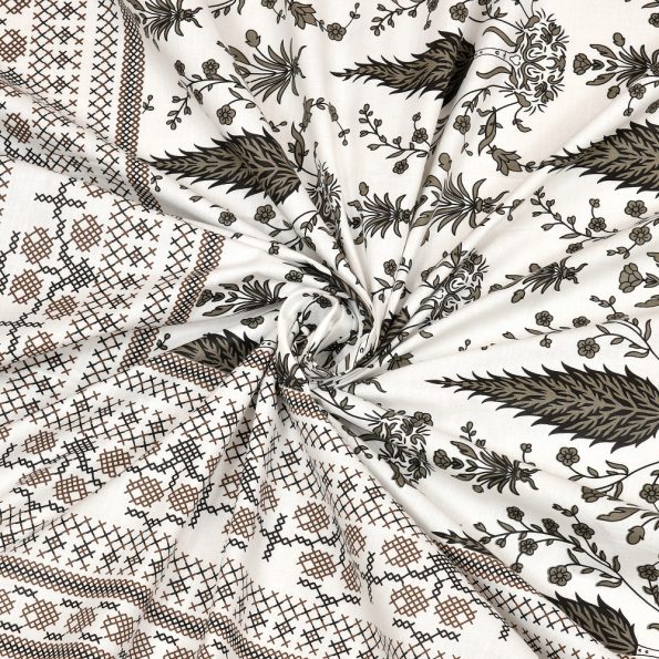 Luxury Dark Grey Boota Jaal Pure Cotton King Size Bedsheets Closeup