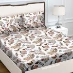 Multicolor Peacock Flowers Print King Size Bedsheet with Two Pillow Covers