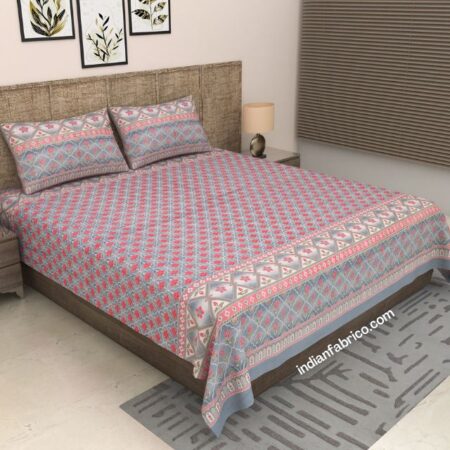 Dark Grey Jaal Printed Cotton King Size Bedsheet (108×108)