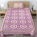 Ethnic Jaipuri Pink Floral Print Single Bed Sheets