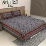 Light Grey Floral Print Pure Cotton King Size Bed Sheet (108×108)