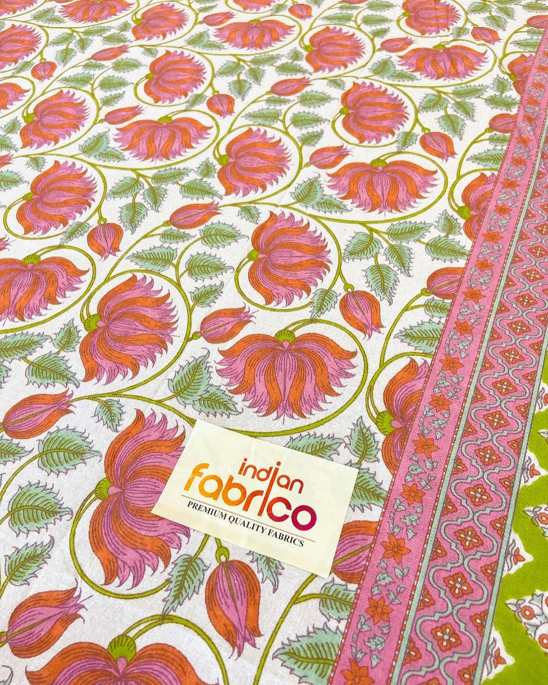 Pink Floral Jaal Jaipuri Print Double Bedsheet view Pink Floral Jaal Jaipuri Print Double Bedsheet view