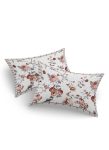 White Base Brown Floral Kantha Design Pure Cotton King Size Bedsheets (108×108)