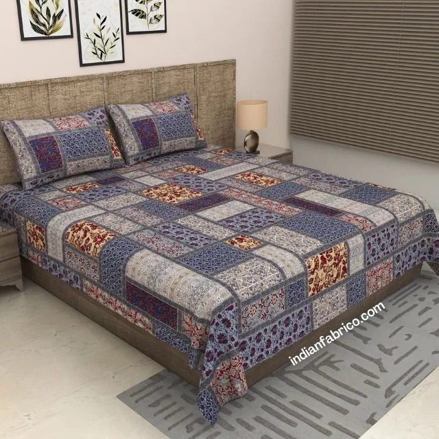 Barmeri Checks Print Pure Cotton King Size Bedsheets (108×108) Barmeri Checks Print Pure Cotton King Size Bedsheets (108×108)