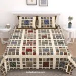 Barmeri Checks Print Pure Cotton King Size Bedsheets (108×108)