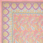 Orange Floral Print Double Bedsheet with Two Pillow Covers