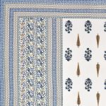 Serene Symmetry Blue Block Double Bedsheet with Two Pillow Covers