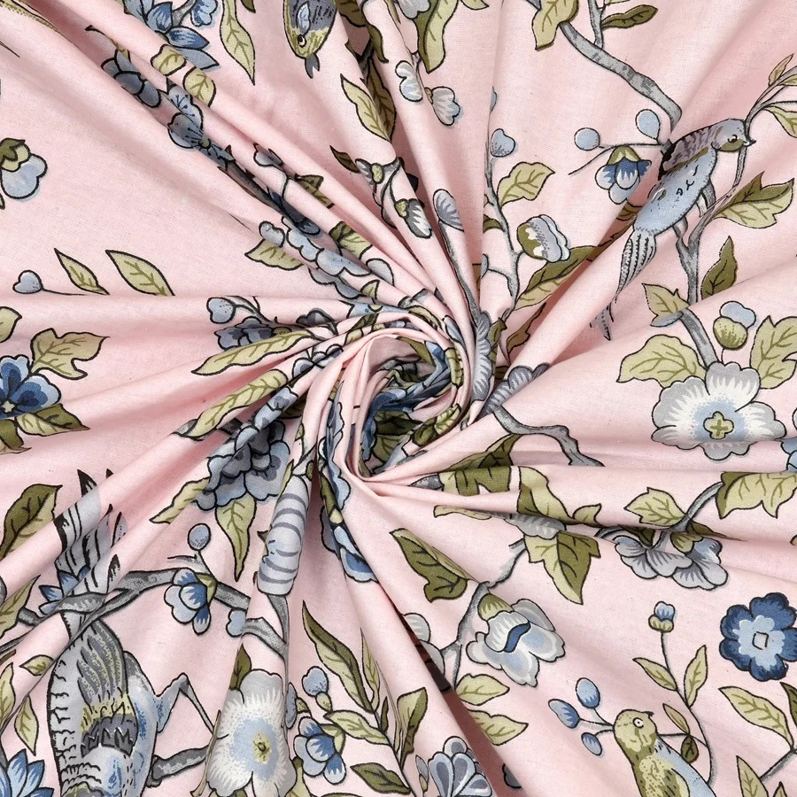 Green Floral Leaf Print Double Bed Dohar + King Size Bedsheet Closeup