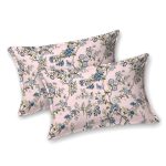 Green Floral Leaf Print Double Bed Dohar + King Size Bedsheet with Two Pillow Cover Set