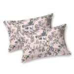 Green Floral Leaf Print Double Bed Dohar + King Size Bedsheet with Two Pillow Cover Set