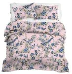 Green Floral Leaf Print Double Bed Dohar + King Size Bedsheet with Two Pillow Cover Set