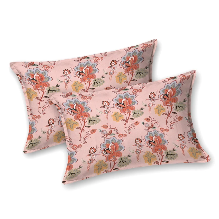 Pink Base Floral Print Double Bed Dohar + King Size Bedsheet Pillow Covers Pink Base Floral Print Double Bed Dohar + King Size Bedsheet Pillow Covers