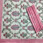 Dinning Table Cover Set – Pink Floral Jaal Print 6 Seater Set