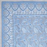 Ethnic Jaipuri Blue Floral Print Sky Color Double Bed Sheet