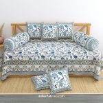 Beautiful Jaipuri Blue Gold Floral Print Pure Cotton Diwan Set