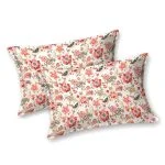 Beautiful Cream Pink Flowers King Size Bedsheet with Two Pillow Covers