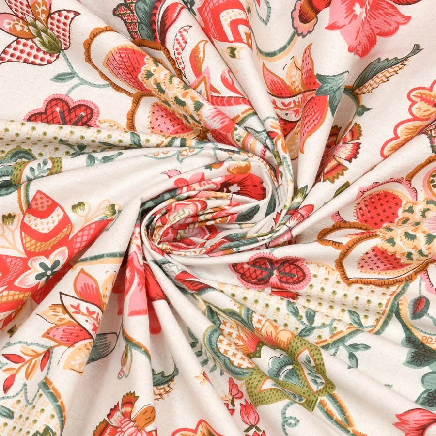 Beautiful Cream Dark Pink Flowers King Size Bedsheet