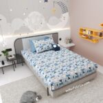 Blue Panda Kids Bedsheet with One Pillow Cover