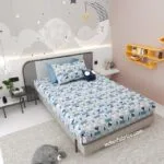 Blue Panda Kids Bedsheet with One Pillow Cover
