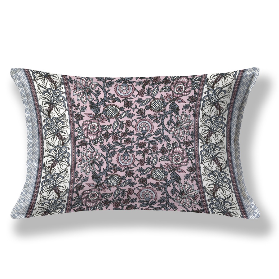 Blossom Base Grey Floral Bedsheet One Pillow Cover